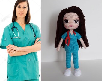 Look likes Doctor Doll, Portrait Art Doll, Look a Like Doll, Similar Doll, Portrait Doll, Mini Me Doll, Selfie Doll,  Gift for Doctor