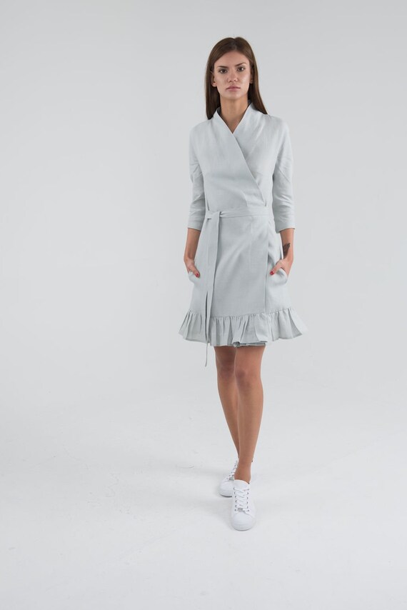 grey linen dress uk