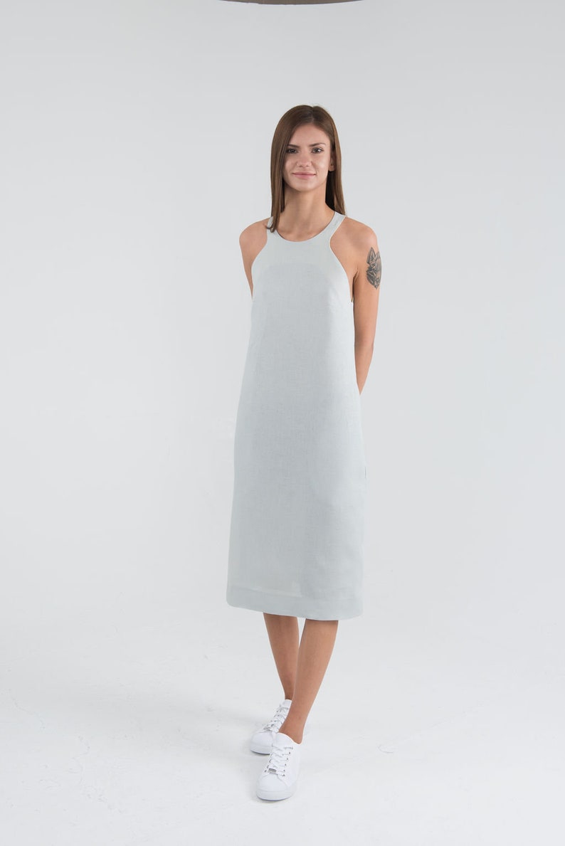 light grey linen dress