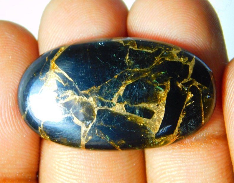 mm Code A2471 31x17 22.00 Cts Beautiful Designer Mohave Black Copper Turquoise Cabochon Gemstone Oval Shape Loose Gemstone
