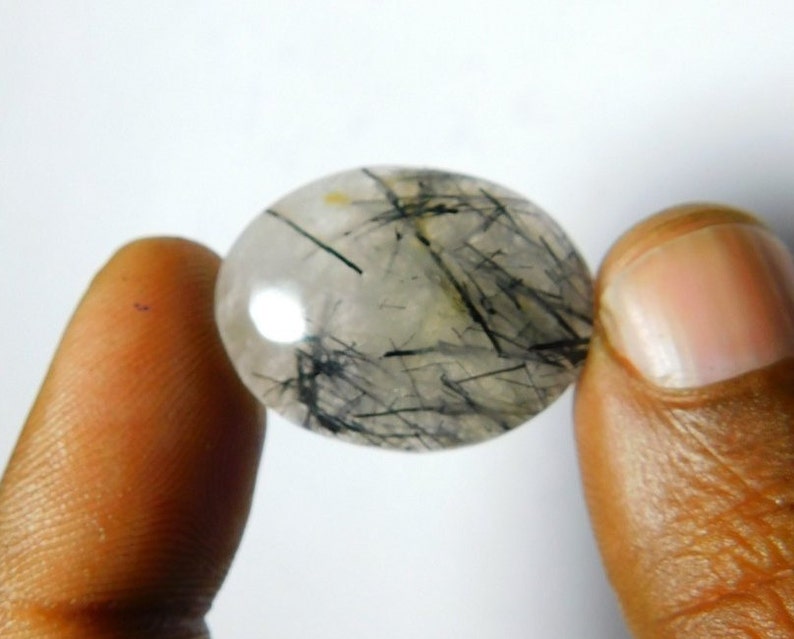 Black Rutilated Quartz Cut Stones-Rutilated Quartz Stone-Natural Black Rutilated Quartz Faceted Cut Rectangle Gemstone-14x10 MM-3 Pcs-BS9481