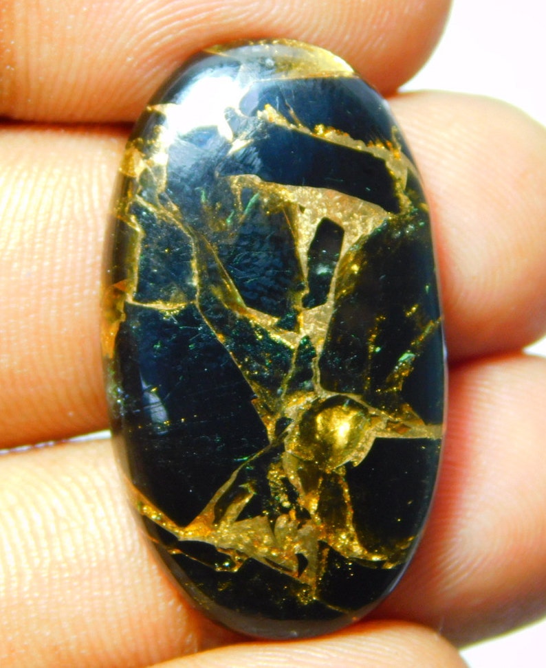 mm Code A2471 31x17 22.00 Cts Beautiful Designer Mohave Black Copper Turquoise Cabochon Gemstone Oval Shape Loose Gemstone