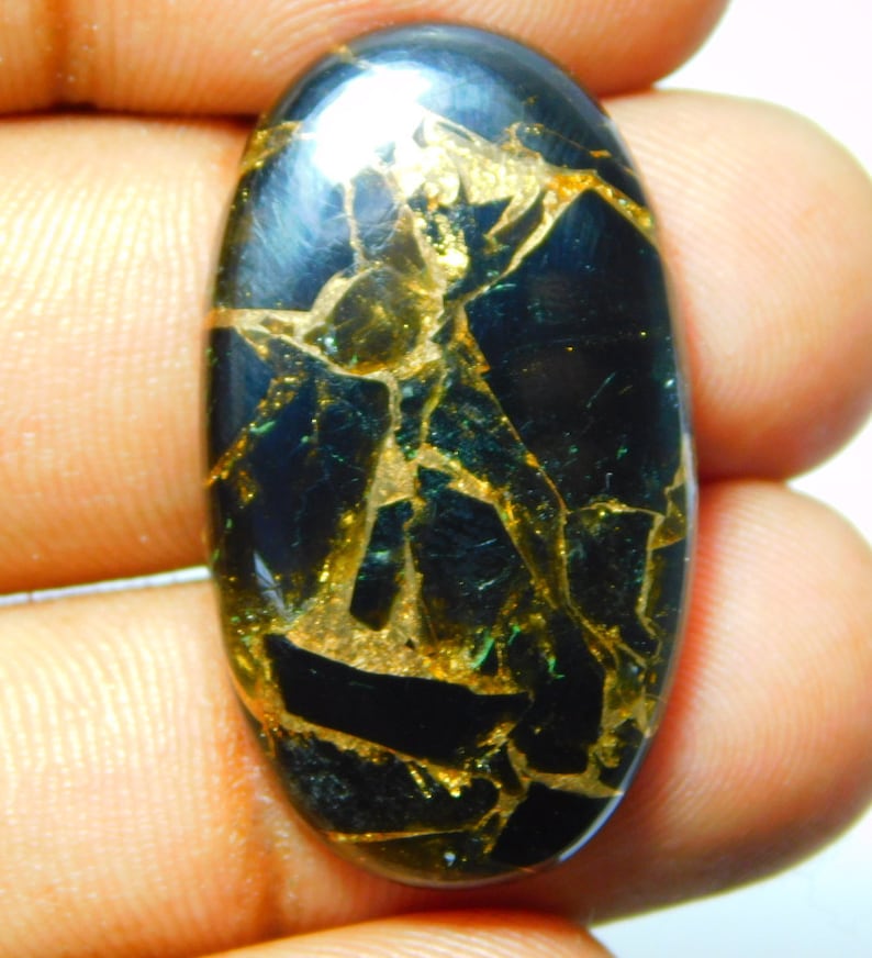 mm Code A2471 31x17 22.00 Cts Beautiful Designer Mohave Black Copper Turquoise Cabochon Gemstone Oval Shape Loose Gemstone