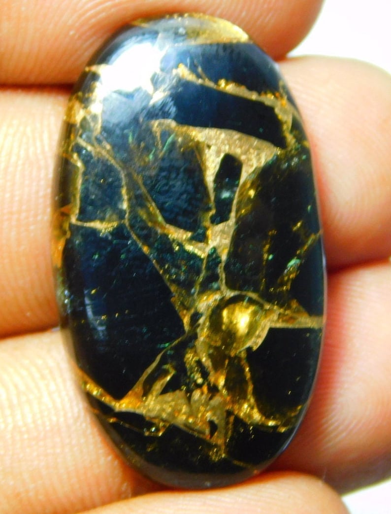 mm Code A2471 31x17 22.00 Cts Beautiful Designer Mohave Black Copper Turquoise Cabochon Gemstone Oval Shape Loose Gemstone