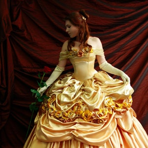 Belle's Gold Dress Costume. Adult Belle cosplay costume. Belle. image 2