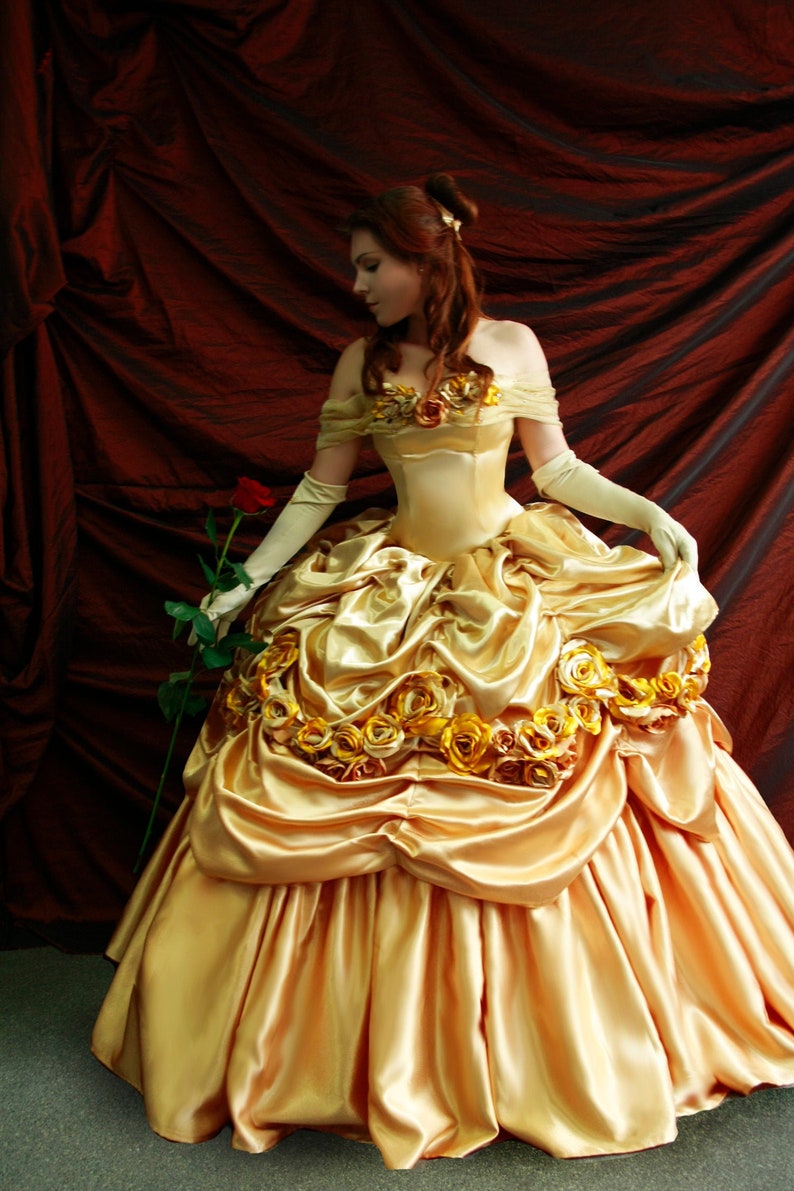 Belle's Gold Dress Costume. Adult Belle cosplay costume. Belle. image 2