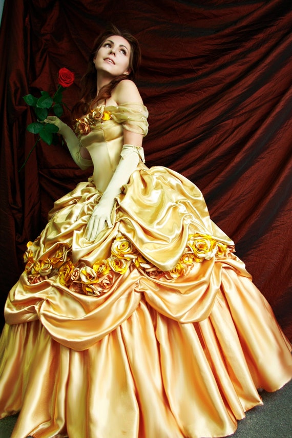 Belle's Gold Dress Adult Belle Cosplay Costume. - Etsy