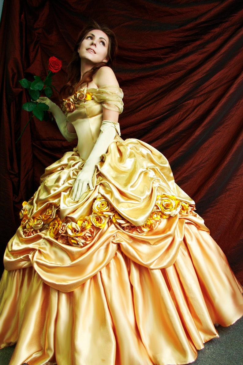 Belle's Gold Dress Costume. Adult Belle cosplay costume. Belle. image 1