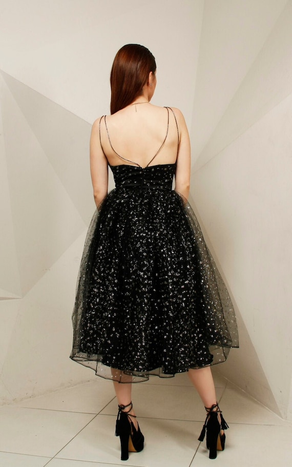 black midi prom dress