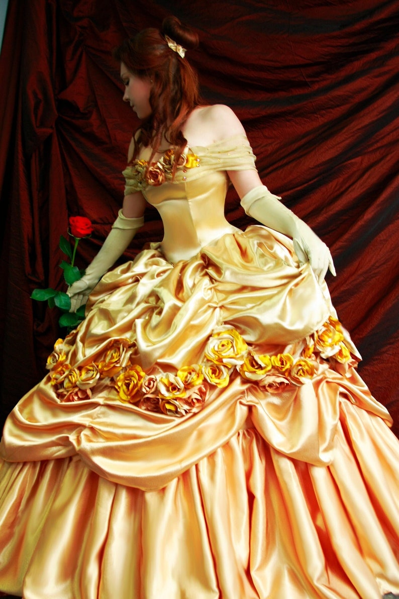 Belle's Gold Dress Costume. Adult Belle cosplay costume. Belle. image 3