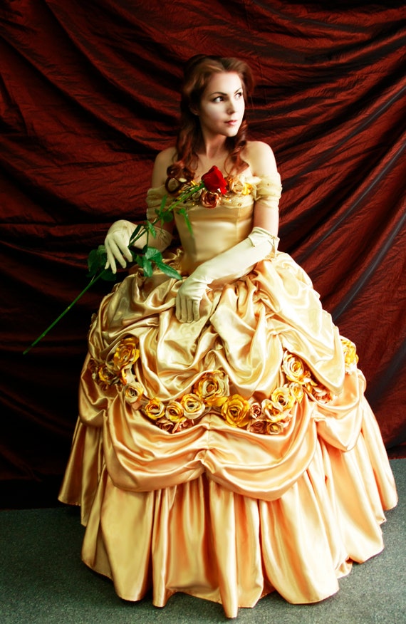 Belle S Gold Dress Costume Adult Belle Cosplay Costume Etsy