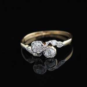 Antique Victorian Diamond Toi Et Moi Crossover Ring, 18ct Gold & Platinum, UK Size L, US 5.5