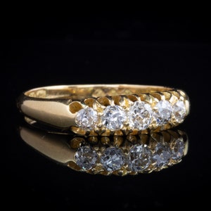 Antique Victorian Five Stone Old Cut Diamond Ring 18ct Gold, UK Size R, US Size 8.75