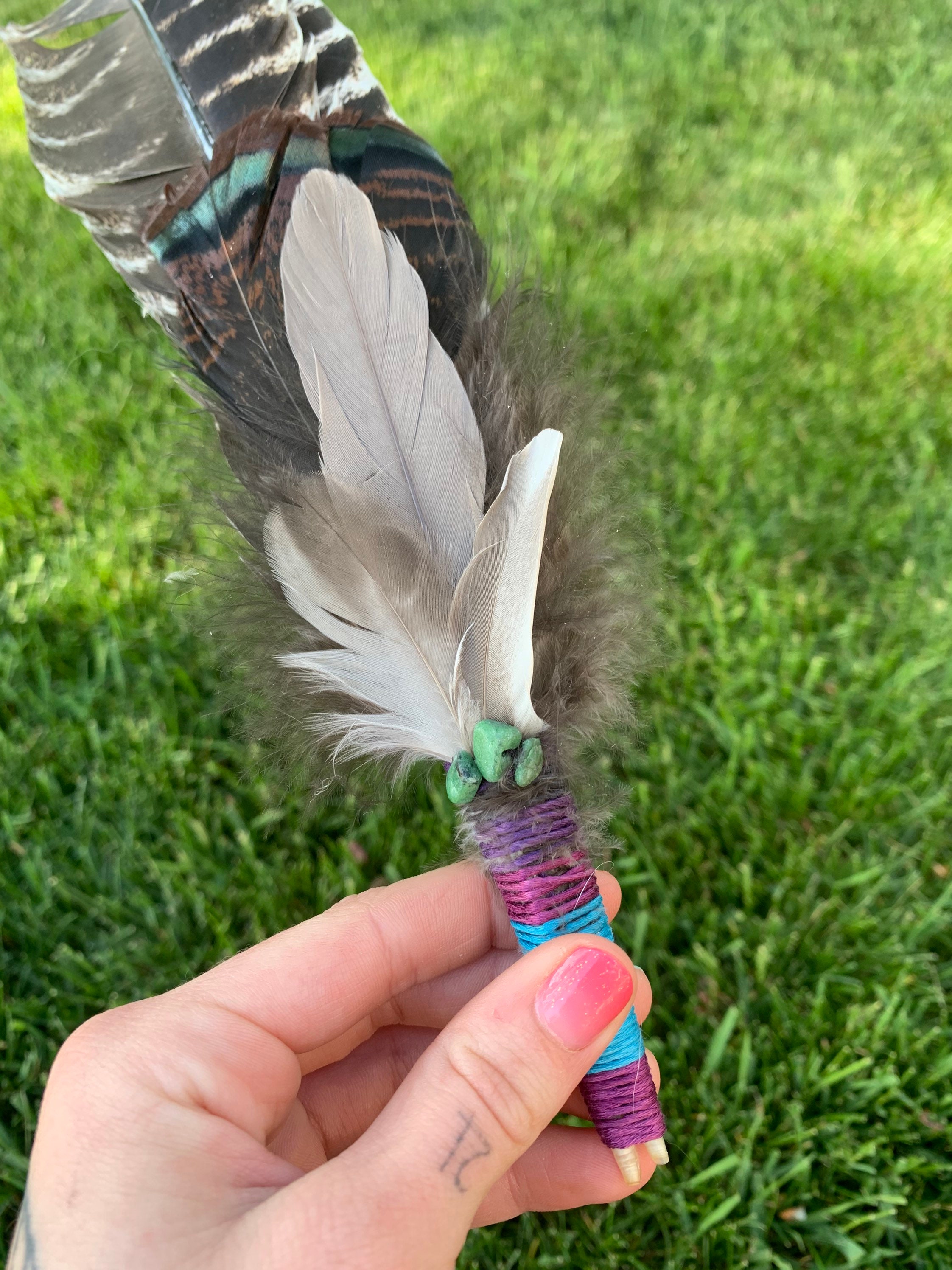 Smudging feather wand Etsy