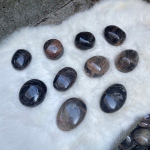 Sm black moonstone palmstone