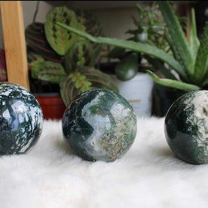 Large moss agate sphere