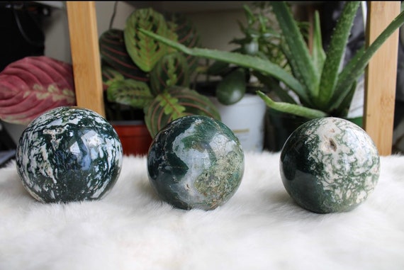Large moss agate sphere