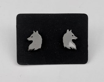 Ear studs wolf stainless steel