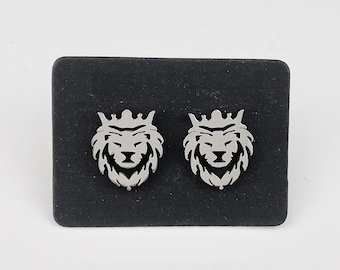 Stud earrings lion stainless steel