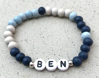 Bracciale per bambini con nome | Bracciale con nome bambino || Bracciale di perle con lettere di perle personalizzate