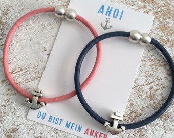 Armband Leder Anker