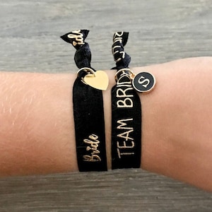 2er Set Personalisierte JGA Bänder mit Herz und  Buchstabe || JGA Junggesellinnen-Abschied Hochzeit Braut Bridesmaids Trauzeugin