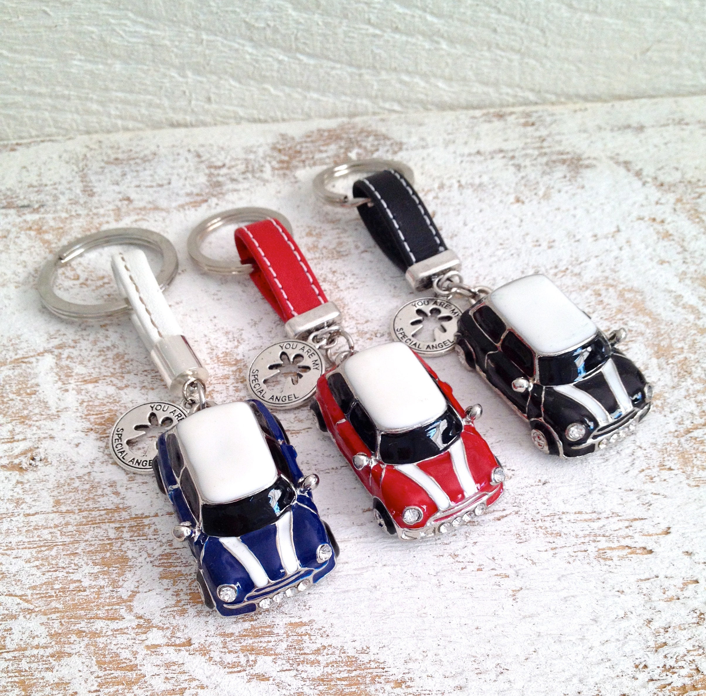 Langer Kette Metall Schlüsselanhänger Auto Logo Schlüsselanhänger für Mini  Cooper