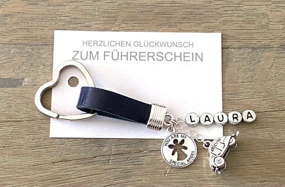 Personalisierter Schlüsselanhänger als Geschenk zum Führerschein  Schutzengel fürs Auto für Fahranfänger - .de