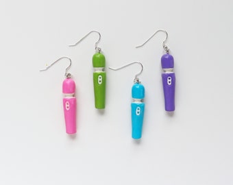 Wand Vibrator Earrings, sex positive, handmade, hitchai magic wand