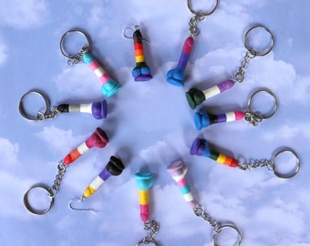 Pride Flag Dildo Earrings or Key Chain <3 Mix n Match