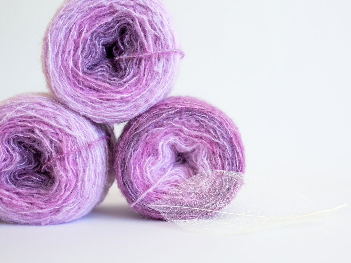 Hand Dyed yarn Kidmohair gradient Rose crayola orchid color Etsy