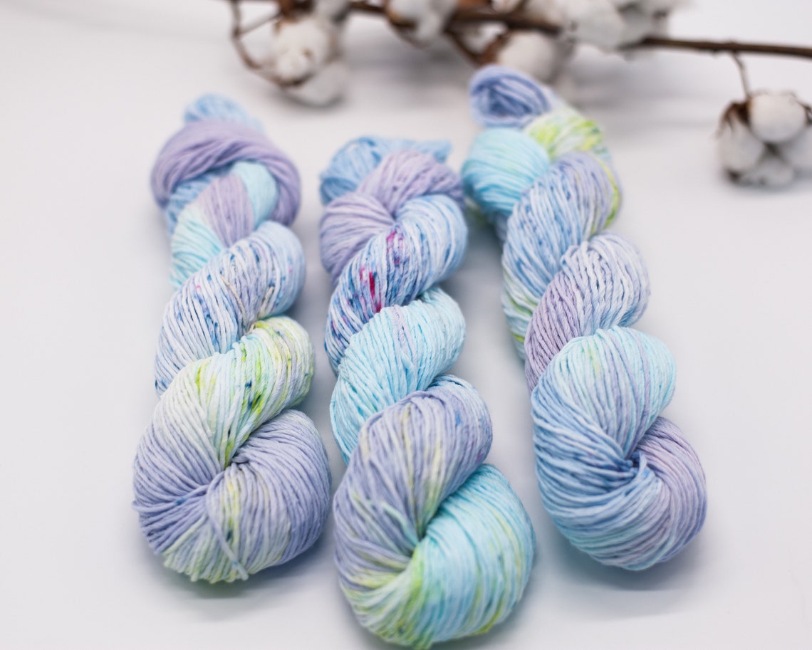 Cotton yarn 100 Hand dyed speckled yarn Spring baby yarn Etsy