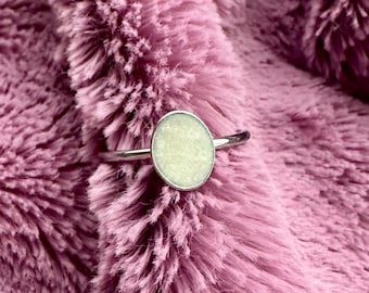 Anillo de leche materna, anillo ajustable mediano de acero inoxidable plateado, kit para hacer un anillo de leche, instrucciones en video, tamaño del colgante: 6 x 8 mm