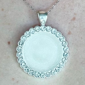Breastmilk Necklace | Silver Tone Rhinestone Pendant Necklace | DIY Breastmilk Necklace Kit | Nickel Free | Size: 4.3x3.4cm