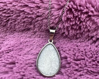 Mother’s Milk Necklace, Teardrop Stainless Steel Thick Boarder Pendant Necklace, DIY Milk Necklace Kit, Size: 13x18mm
