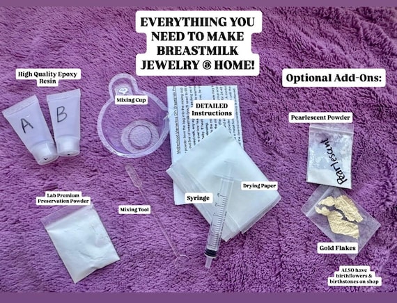 DIY Breastmilk Preservation Powder Kit WITH Epoxy Resin, Breastmilk Jewelry, Preserving Breastmilk, DIY Breastmilk Jewelry