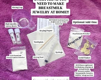 DIY Mother’s Milk Preservation Powder Kit WITH Epoxy Resin, Milk Jewelry, Preserving Milk, DIY Breastmilk Milk