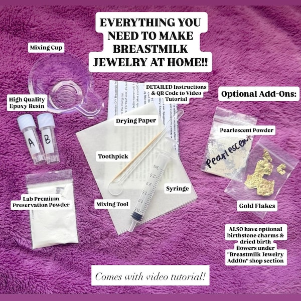 DIY Mother’s Milk Preservation Powder Kit WITH Epoxy Resin, Milk Jewelry, Preserving Milk, DIY Breastmilk Milk