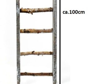 Decoration ladder approx. 100 cm x 20 cm Birch ladder Wooden ladder Birch branch ladder Shabby Chic Ladder Wood Vintage white