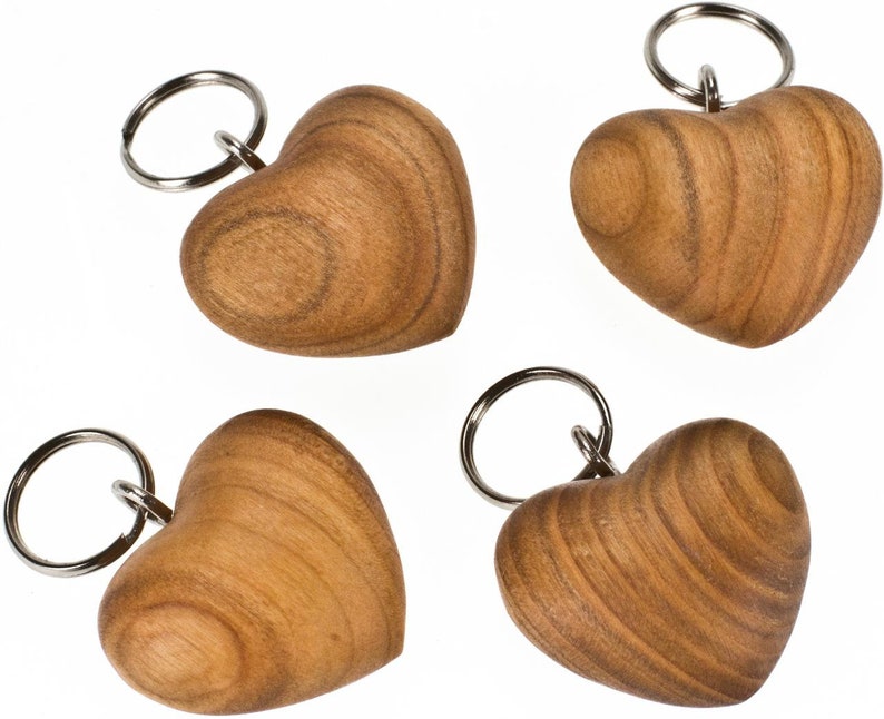 Wood heart keychain made of cherry Etsy