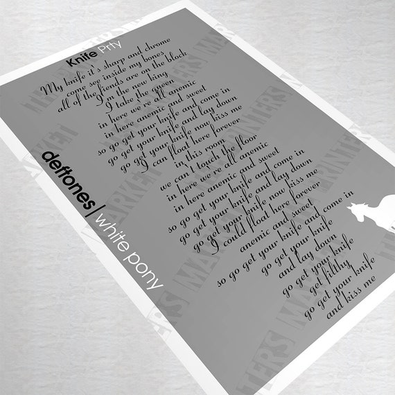 Deftones Knife Prty Song Lyrics Poster White Pony Art Print Etsy