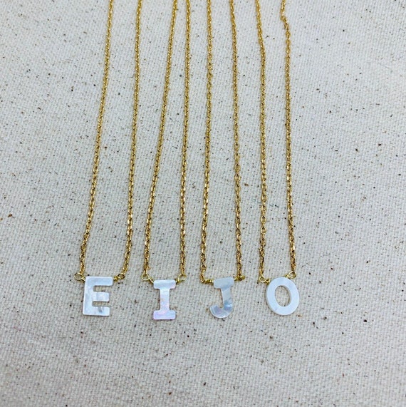 mother of pearl initial necklace
