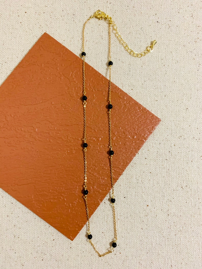 Black Pearl Gold Chain Necklace
