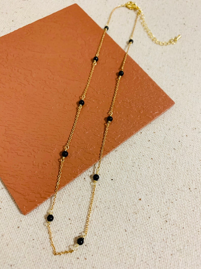 Black Pearl Gold Chain Necklace