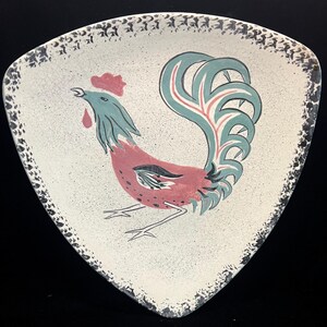 Vintage Triangle Rooster Ceramic Platter