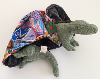 Lovie lovey baby security blanket - Swampy crocodile alligator beanie baby - bright vibrant rainbow geometric african - donate to charity