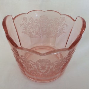 Paden City Glass Depression Era Cupid Etched Rose Pink Ice Bucket