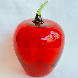 Viking Art Glass MCM Large Ruby Red Apple Paperweight