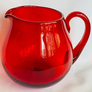 Blenko Art Glass MCM Large Ruby Red 361-P Jug or Pitcher