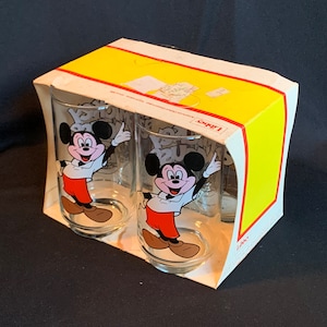 Libbey Glass Disney Mickey Mouse Enameled Tumblers in Original Box (set of 4) image 1